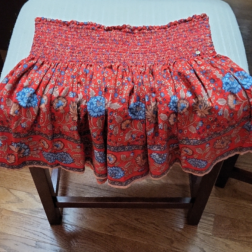 NATURAL LIFE Vibrant Red and Blue Floral A-Line Skirt